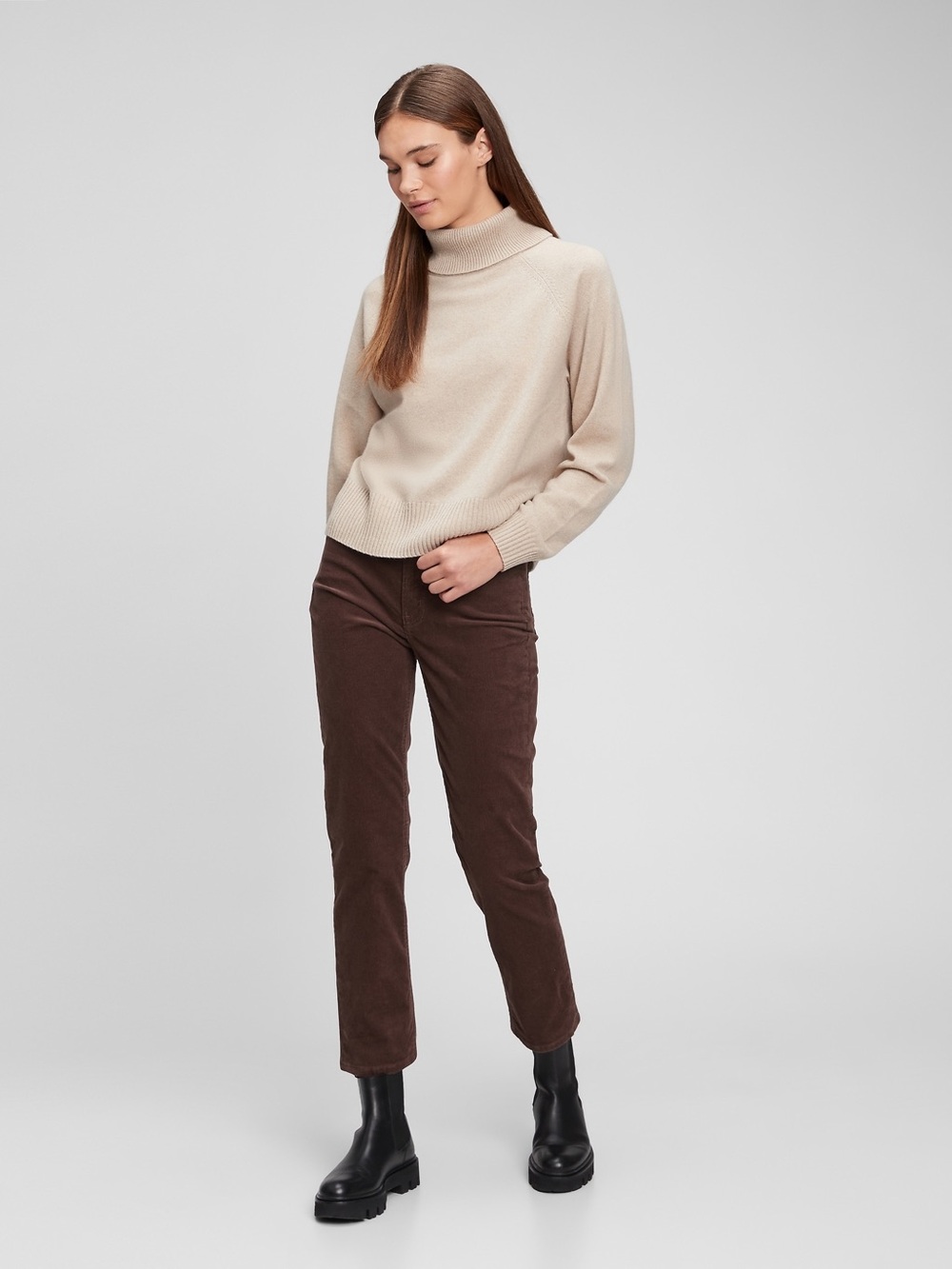 Gap 14/32R high rise vintage slim corduroy pants brown fall cotton denim classic